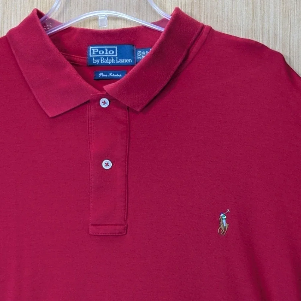 Polo Ralph Lauren Mens 3XB Big Red Pima Interlock Short Sleeve Polo Shirt Logo